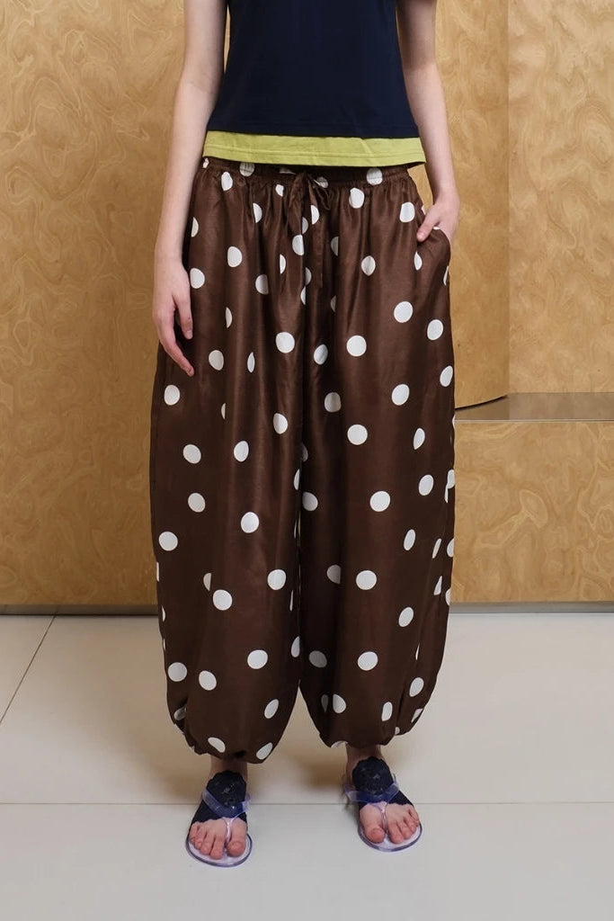 Polkadot Baloon Pants Brown - Argyle & Oxford