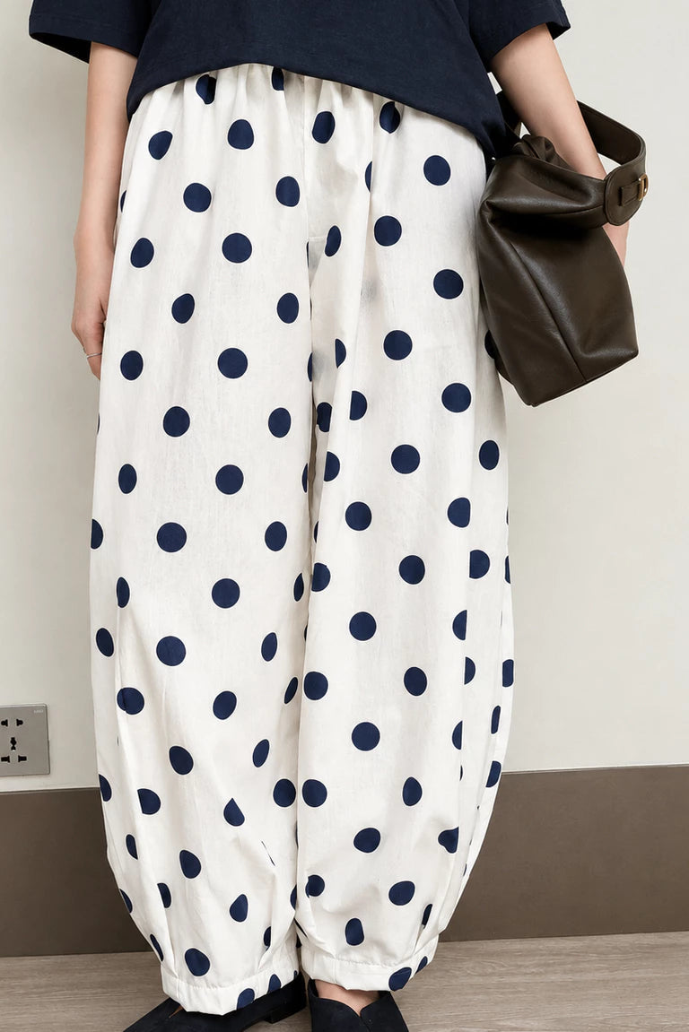 Barren Baloon Pants Dots Navy Adult - Krem