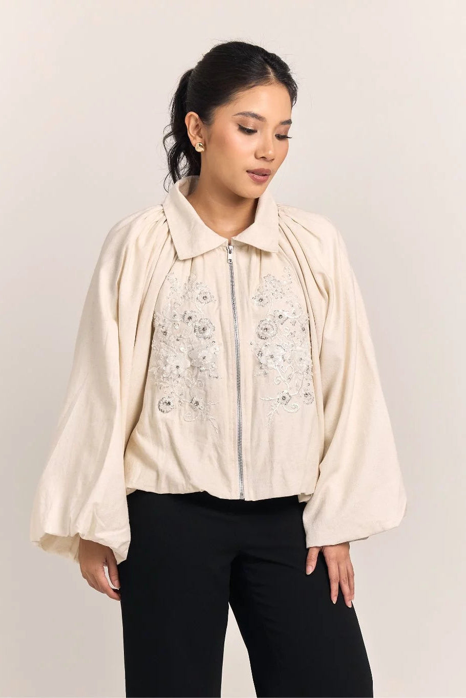 Gani Balloon Jacket Zipper - Mine