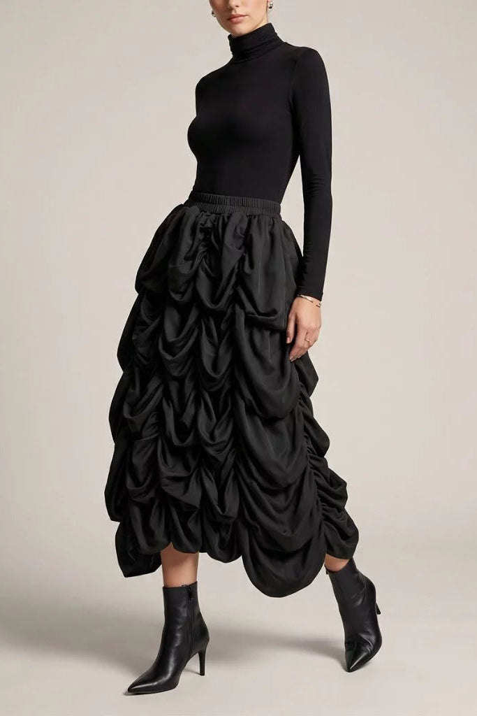 Square Smocked Black Skirt - Mannequin Plastic