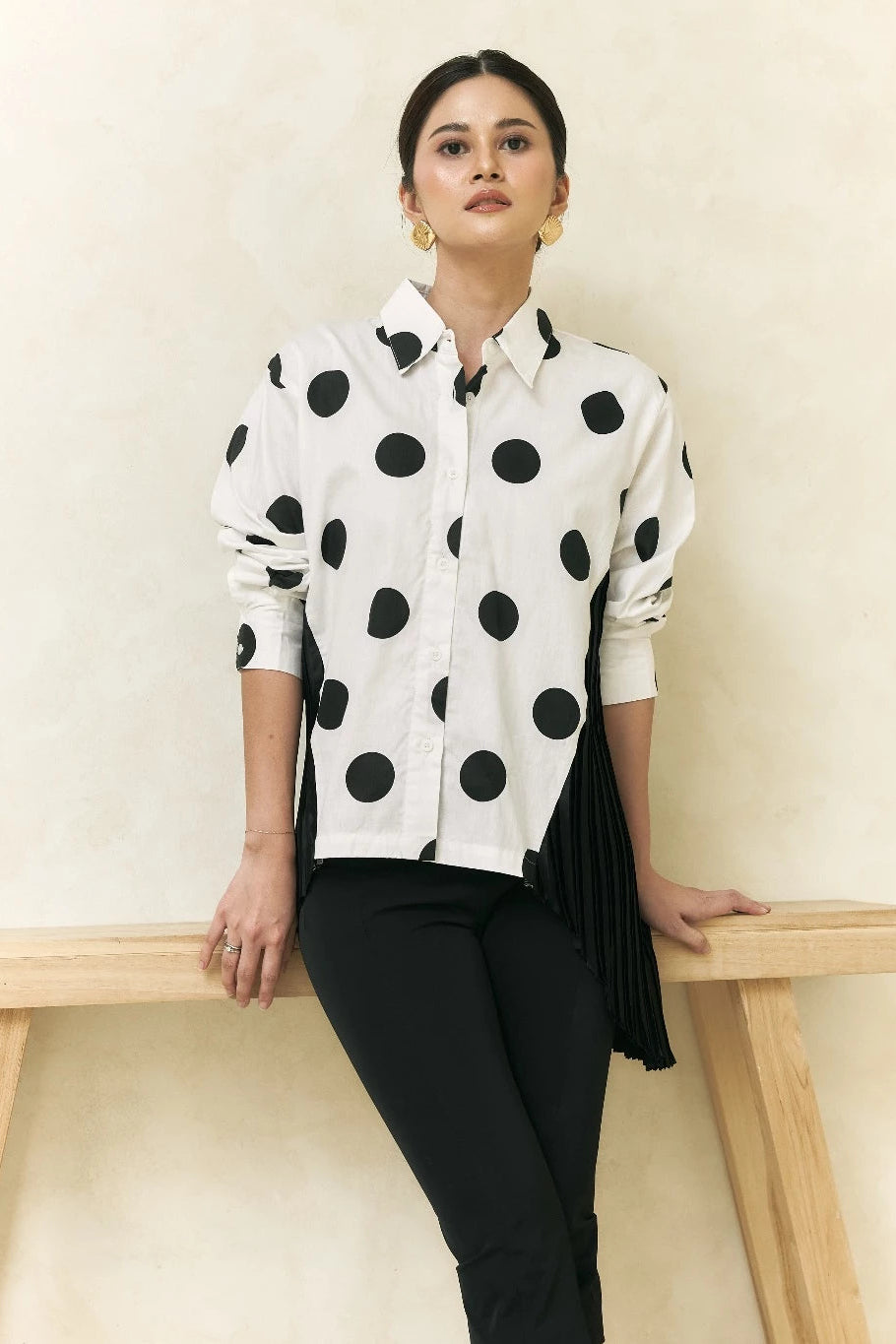Mabel Shirt Polkadot White - Mine