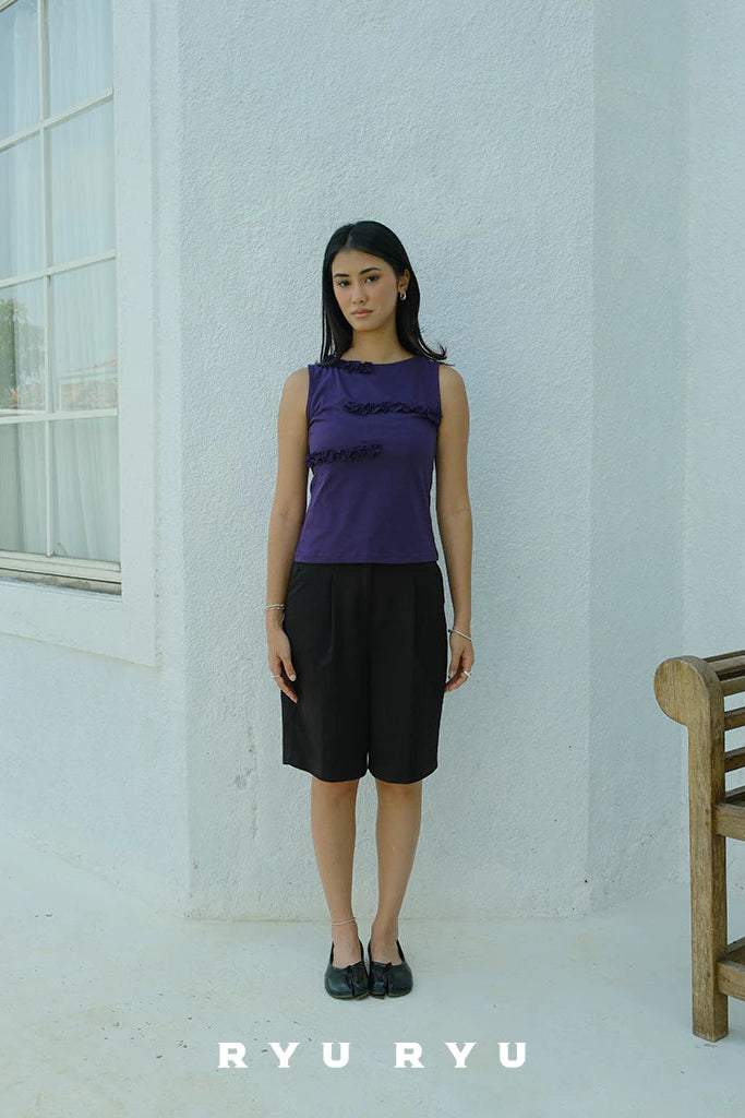 Iris Ruffle Tank In Purple - Ryuryu