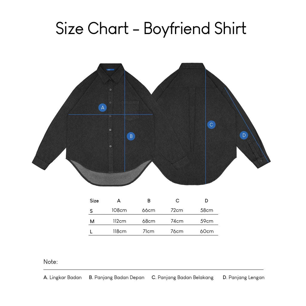 Dara Boyfriend Shirt Black Wash - Daile
