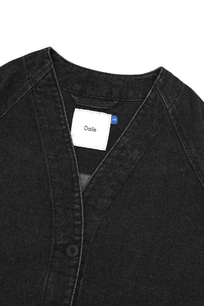 Ellen Cardigan Denim Outer Black Wash - Daile