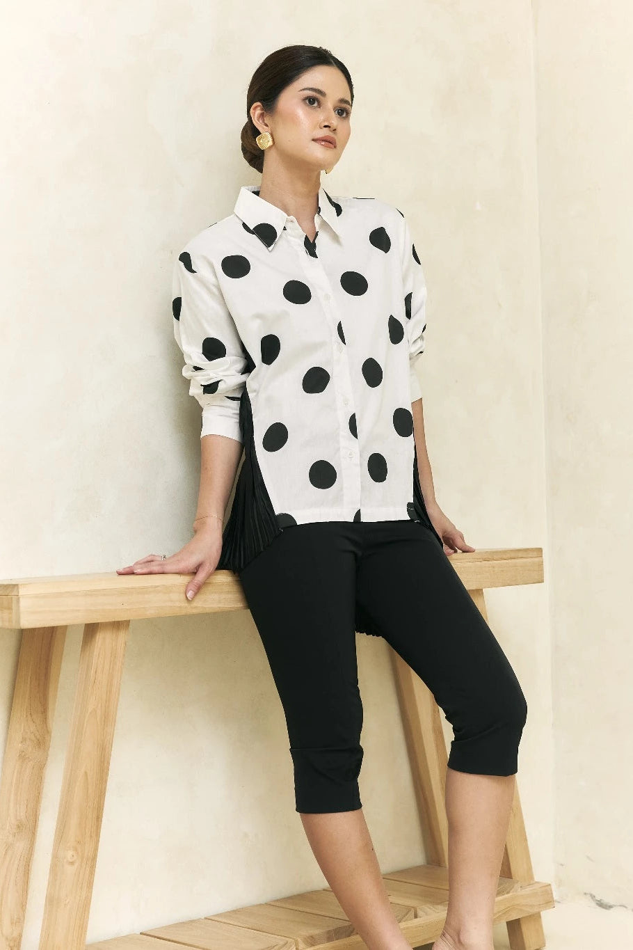 Mabel Shirt Polkadot White - Mine