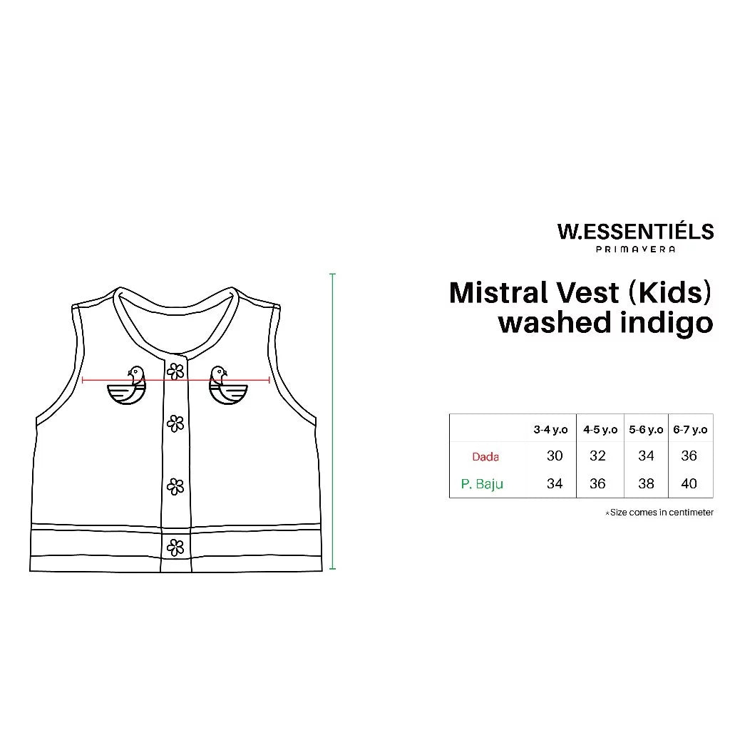 HGL Bambini - Mistral Vest Washed Indigo - W.Essentiels Primavera