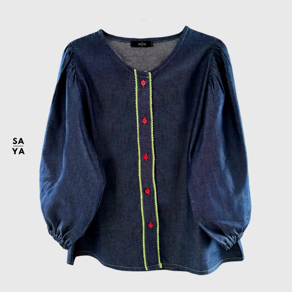 Daria Denim Blouse Dark Blue - Saya Saya
