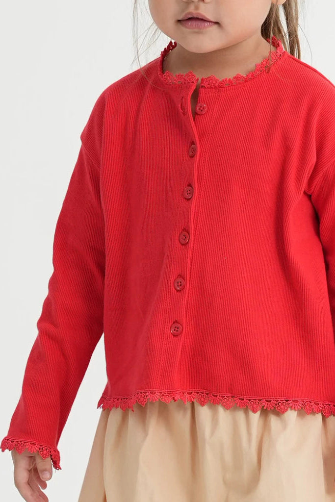 HGL Bambini - Lula Lace Cardigan Red - Little Saint