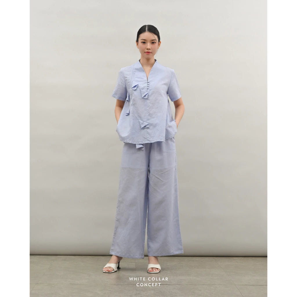 Lily Linen Top - White Collar Concept