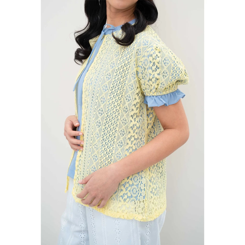 Zaina Puffy Top Blue Yellow - Curato Market