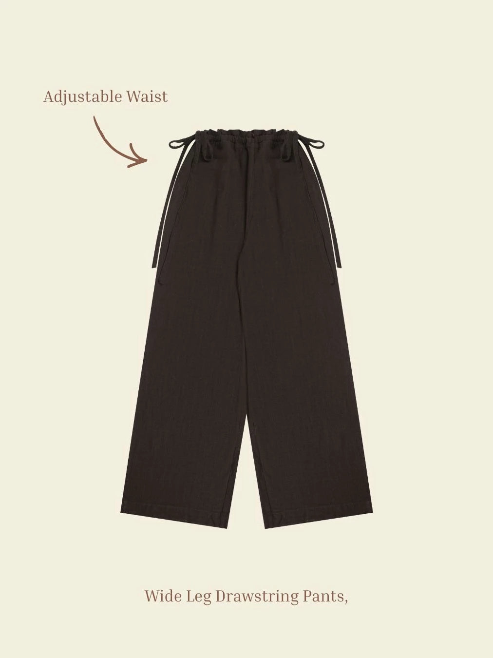 Raia Linen Set Dark Brown - Krem