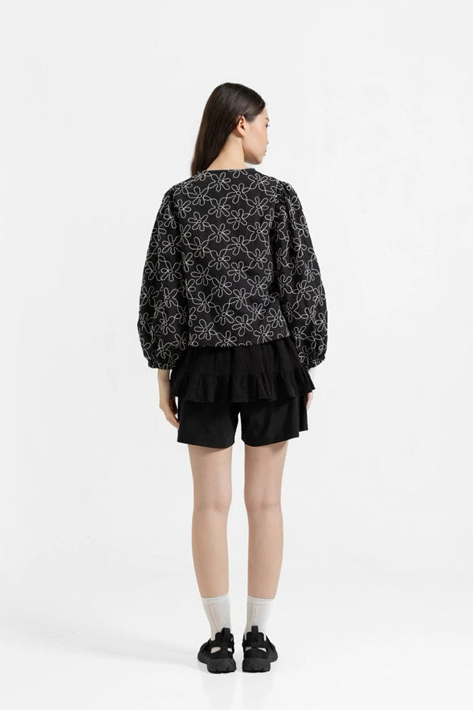 Daria Fleur Blouse Black - Saya Saya