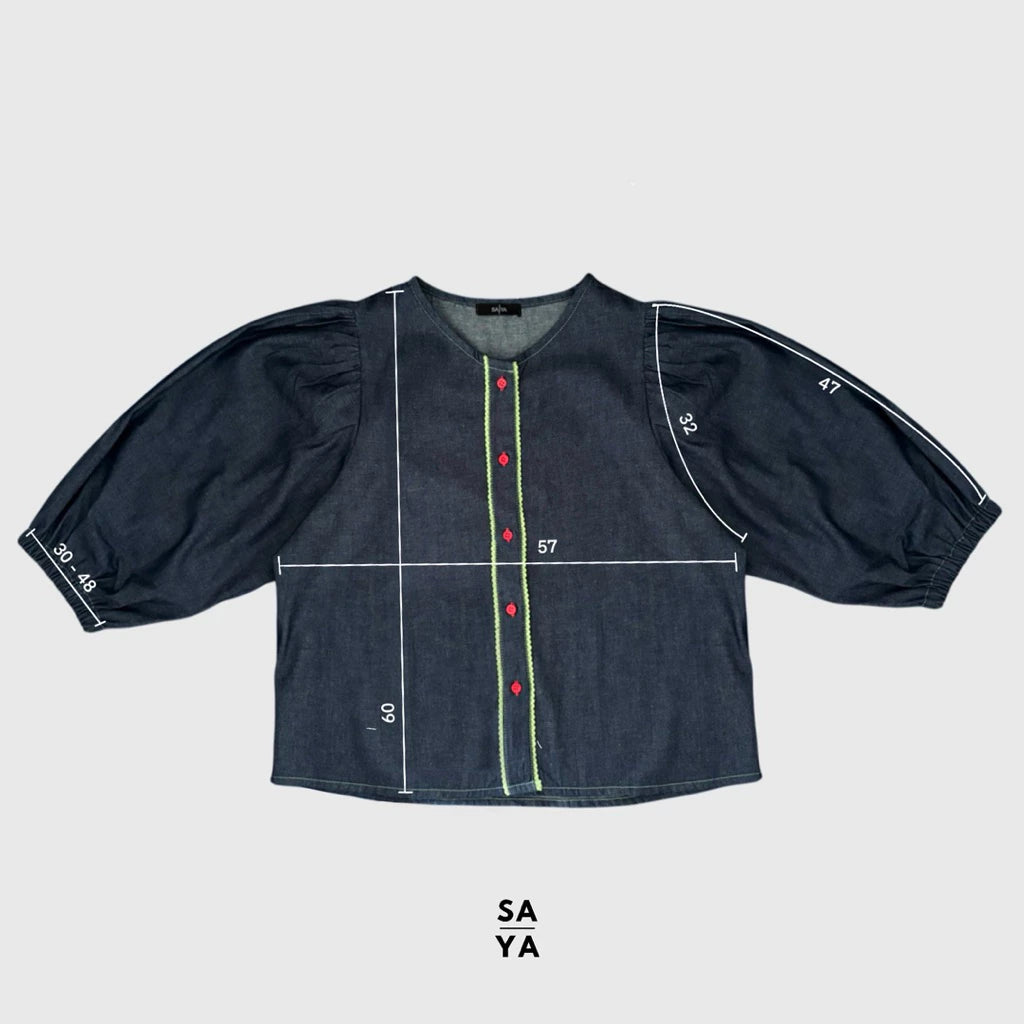 Daria Denim Blouse Dark Blue - Saya Saya