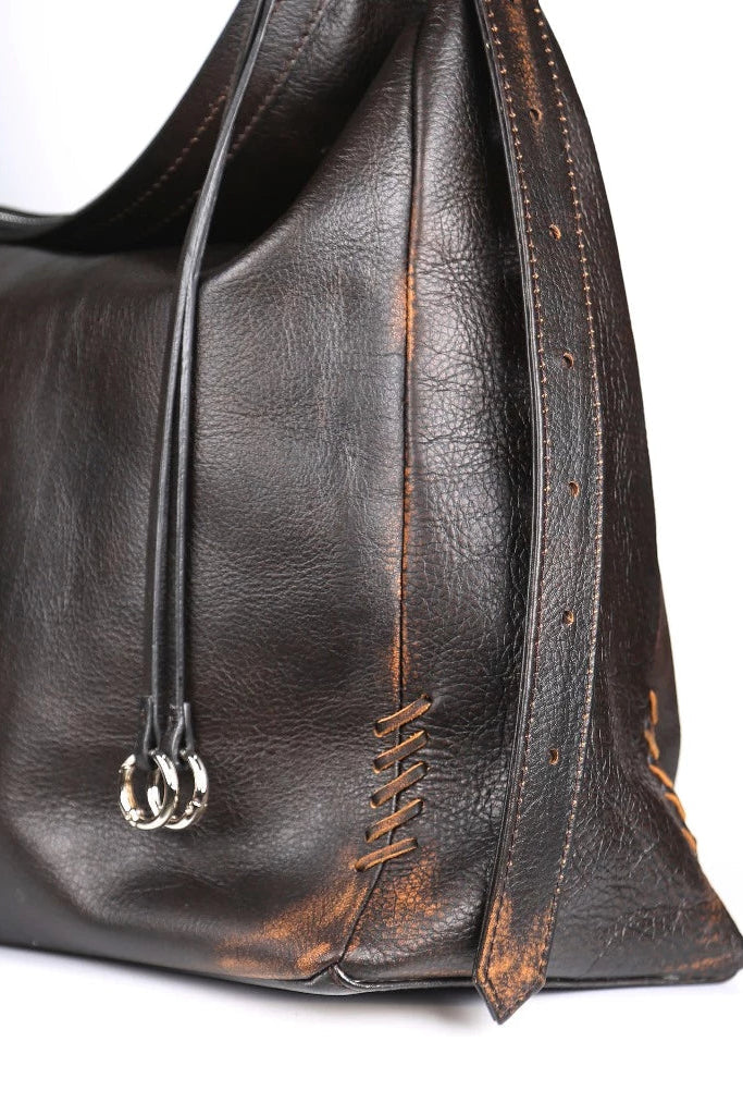 Nolan Large Distressed Brown - Peau