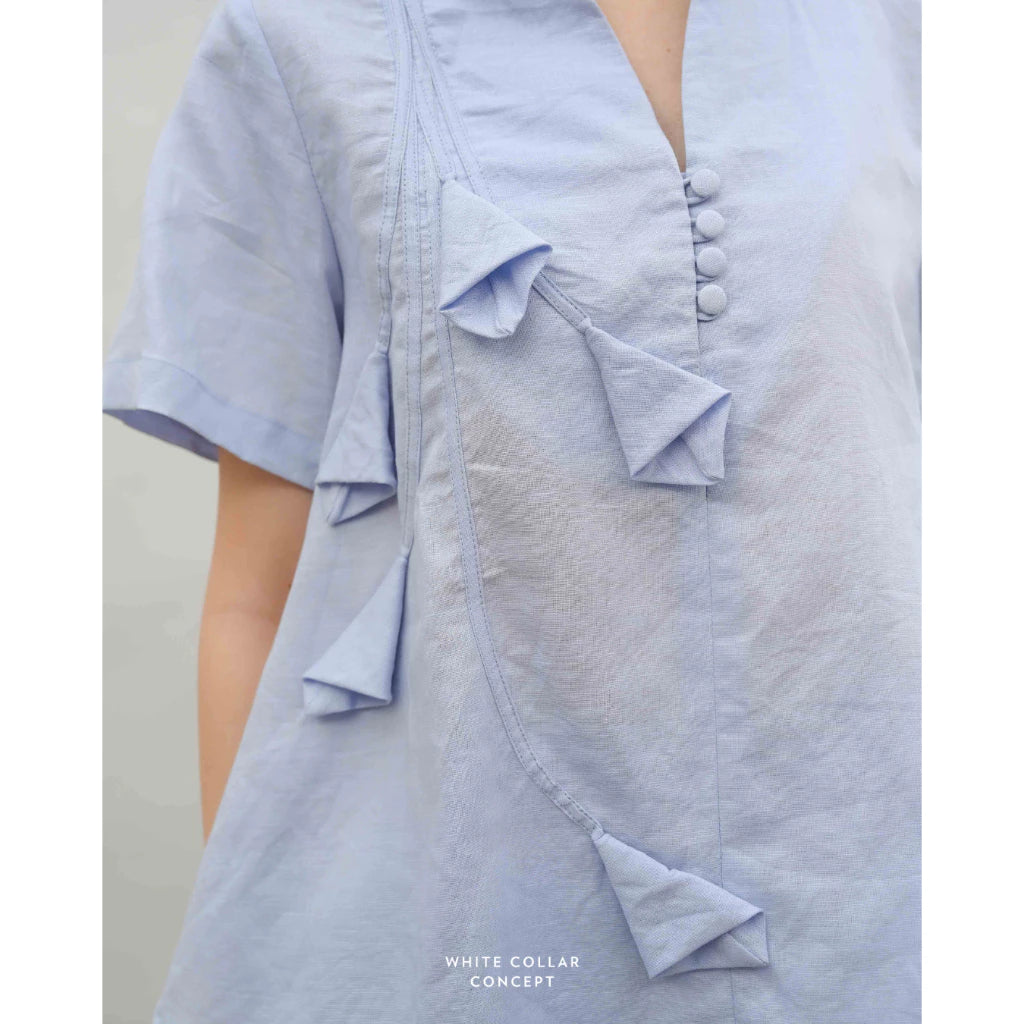 Lily Linen Top - White Collar Concept