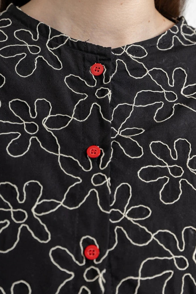 Daria Fleur Blouse Black - Saya Saya