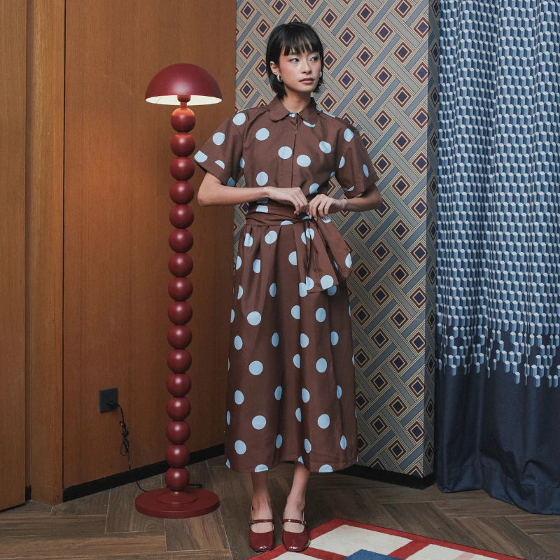 Bella Dress Brown Polka - Kyrra