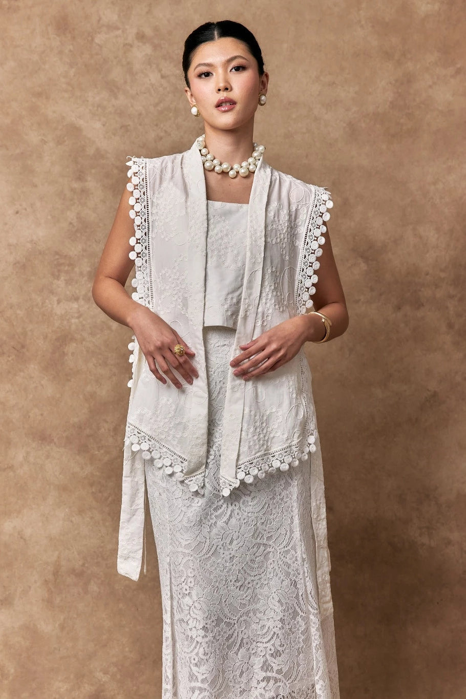 Dewi Vest Broken White - Mine