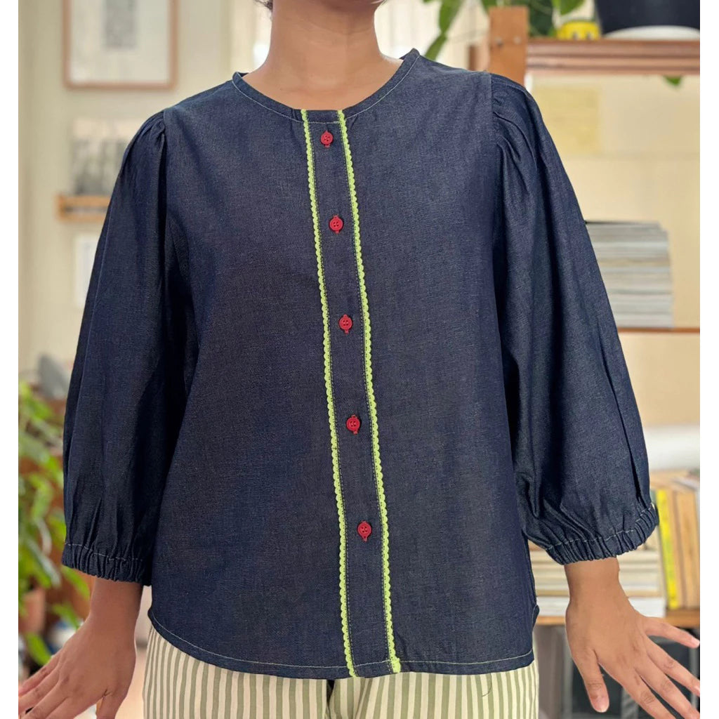 Daria Denim Blouse Dark Blue - Saya Saya