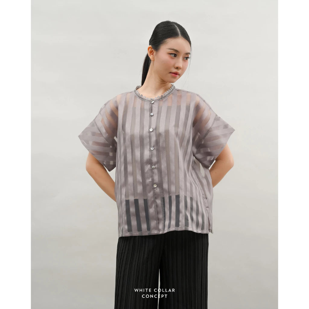 Sabrina Stripe Top - White Collar Concept