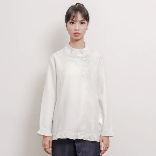 Solea Mandarin Longsleeved Top White - Isoos Studios