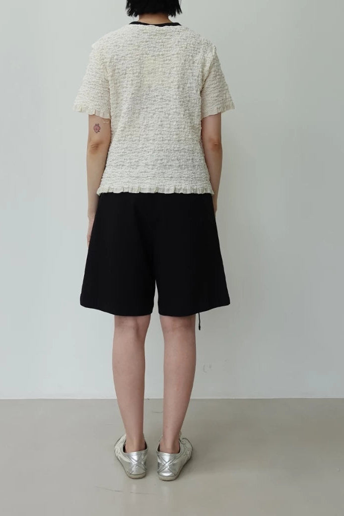 Crinkle Contrast Neck Top - Argyle & Oxford