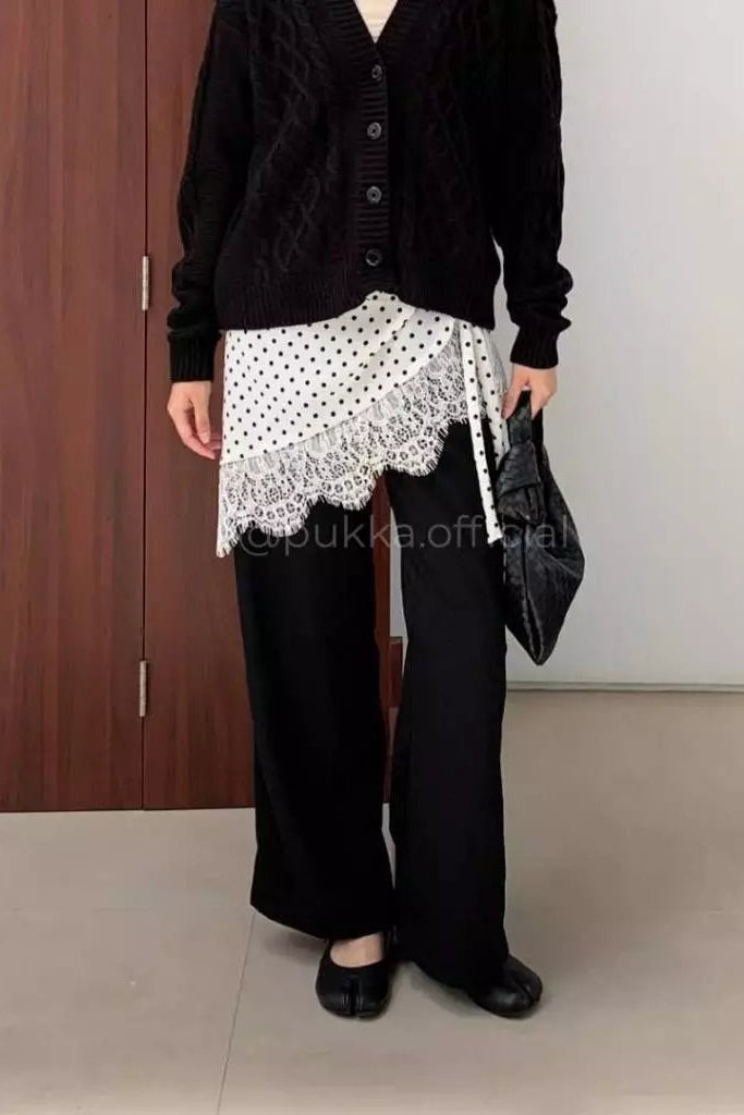 Ottie Polka Lace Skirt White - Pukka
