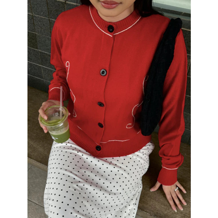 Amory Red Cardigan - Eotes