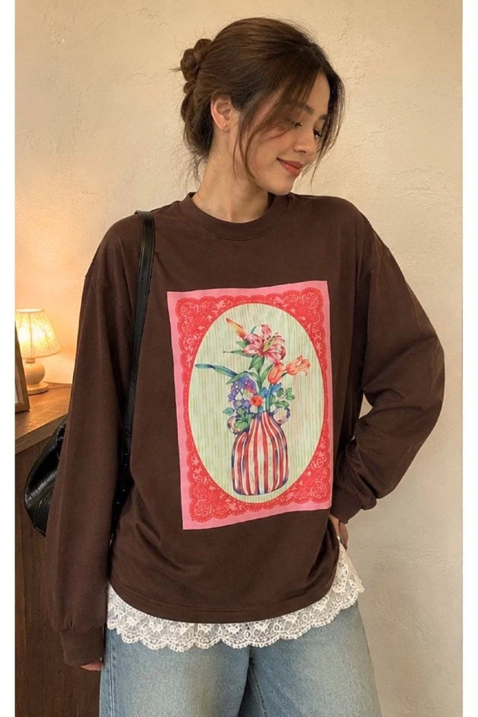 Bloom Long Tee Brown - Tuff Puff