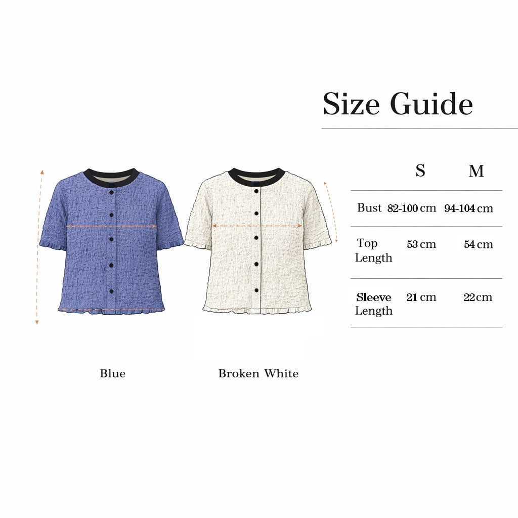 Crinkle Contrast Neck Top - Argyle & Oxford