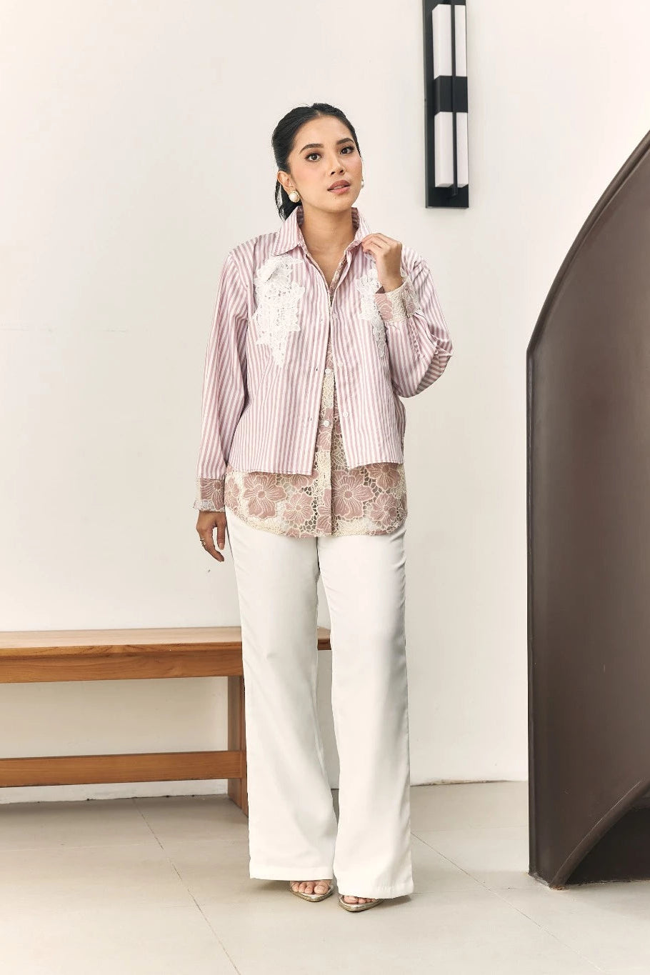 Firly Embroidery Pink Stripes - Mine