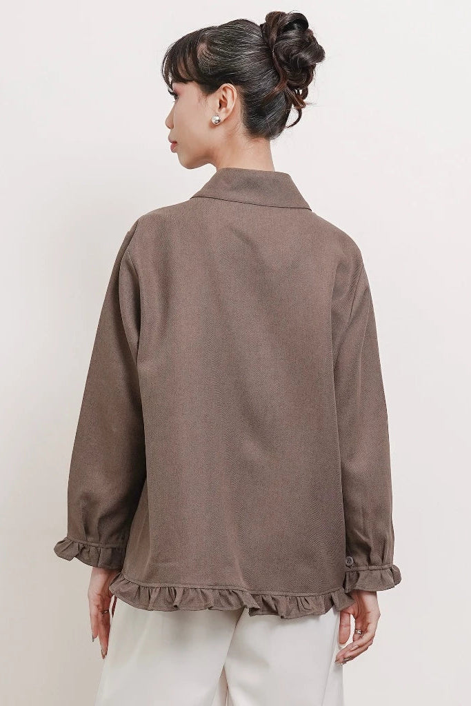 Solea Mandarin Longsleeved Top Latte - Isoos Studios