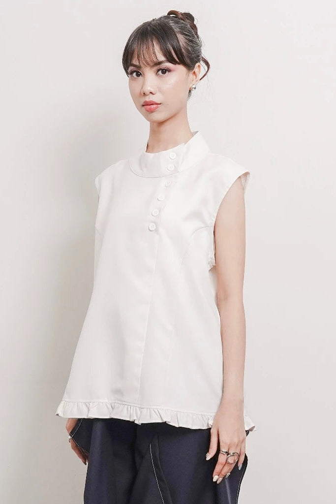 Caela Sleeveless Top White - Isoos Studios