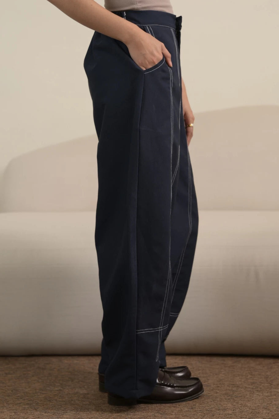 Helia Pants Dark Navy - Fynd