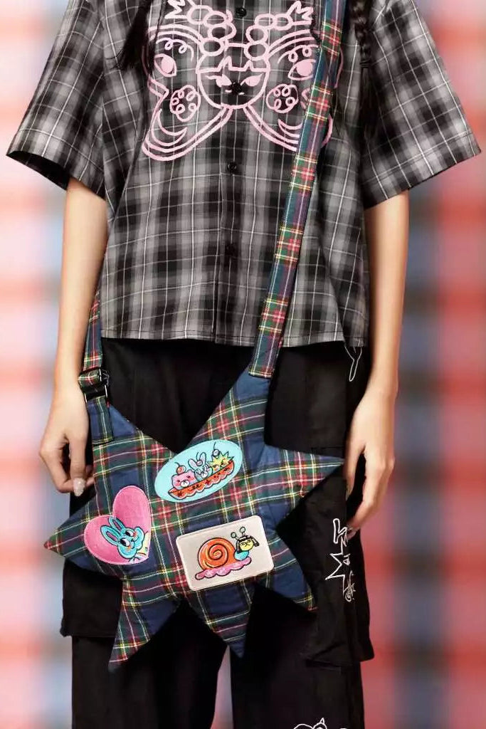 Plaid Playdate Sling Bag Star - Liunic On Things