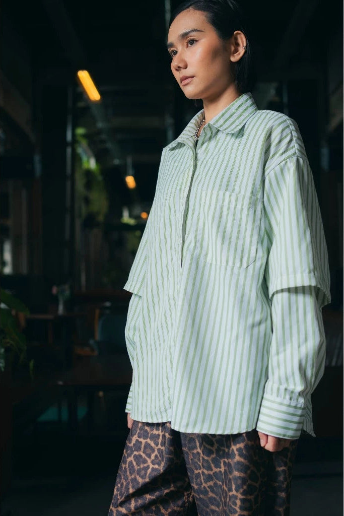 Gemz Shirt Stripe Green - Basico
