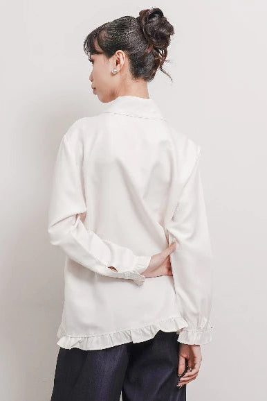 Solea Mandarin Longsleeved Top White - Isoos Studios