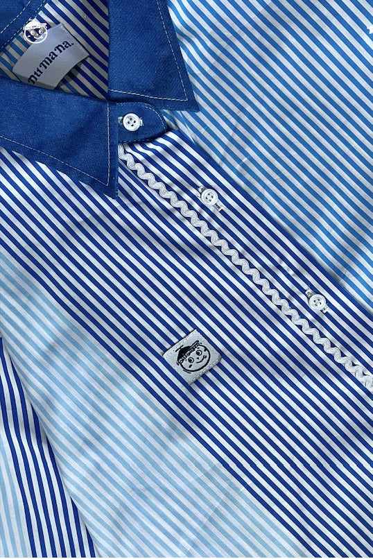 Celeste Ribbon Shirt In Blue Stripes Numana