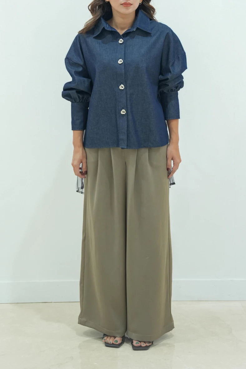 Denim Outer With Sheer Street Navy - LR Studio