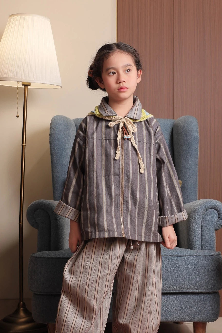 HGL Bambini - Sabine And Heem x Karrot - Tobb Collar Knitted Twill Jacket Gray - Karrot