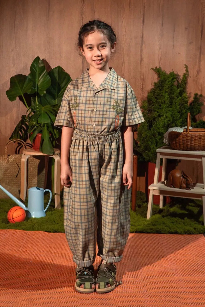 HGL Bambini - Sabine And Heem x Karrot - Smore Twill Big Pants Green - Karrot