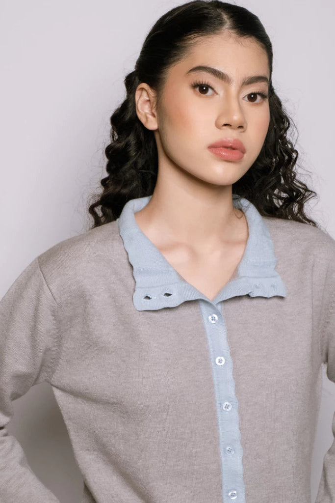 Ashley Grey Knit Cardi Top - Curato Market