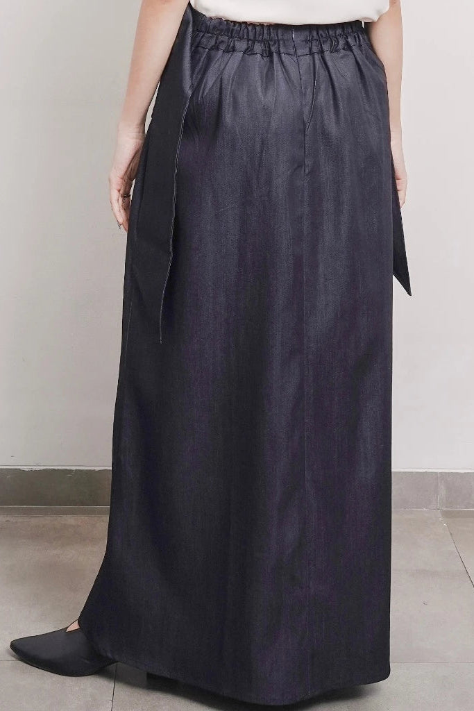 Renee Draped Wrap Skirt Denim - Isoos Studios