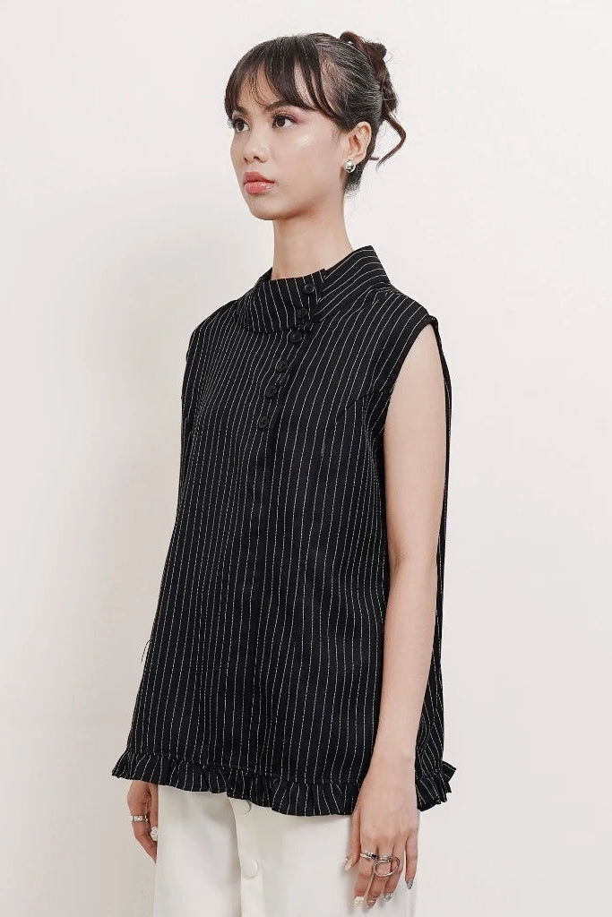 Caela Sleeveless Top Black Stripes - Isoos Studios