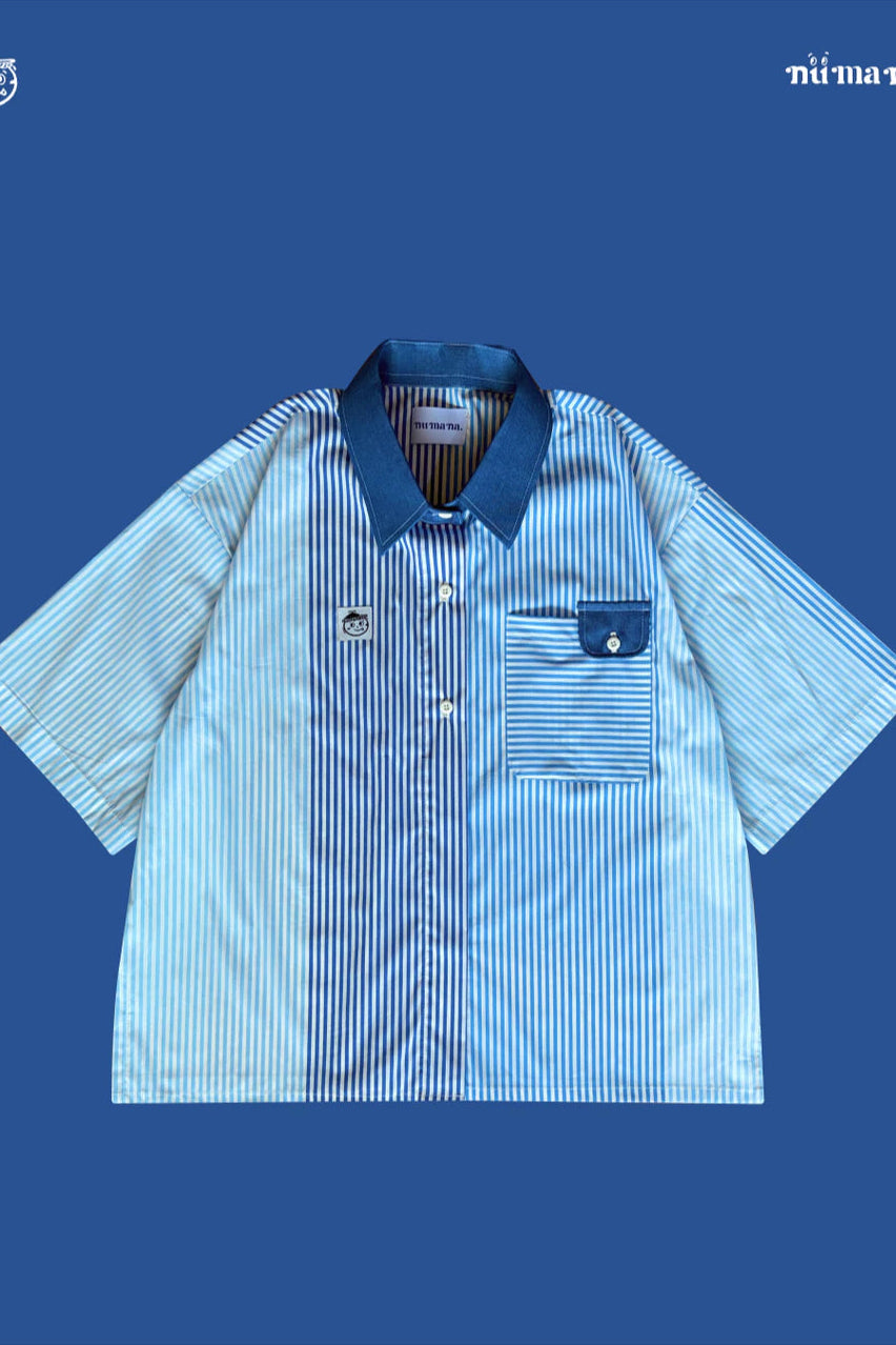 Willow Two Tone Shirt In Blue Stripes - Numana