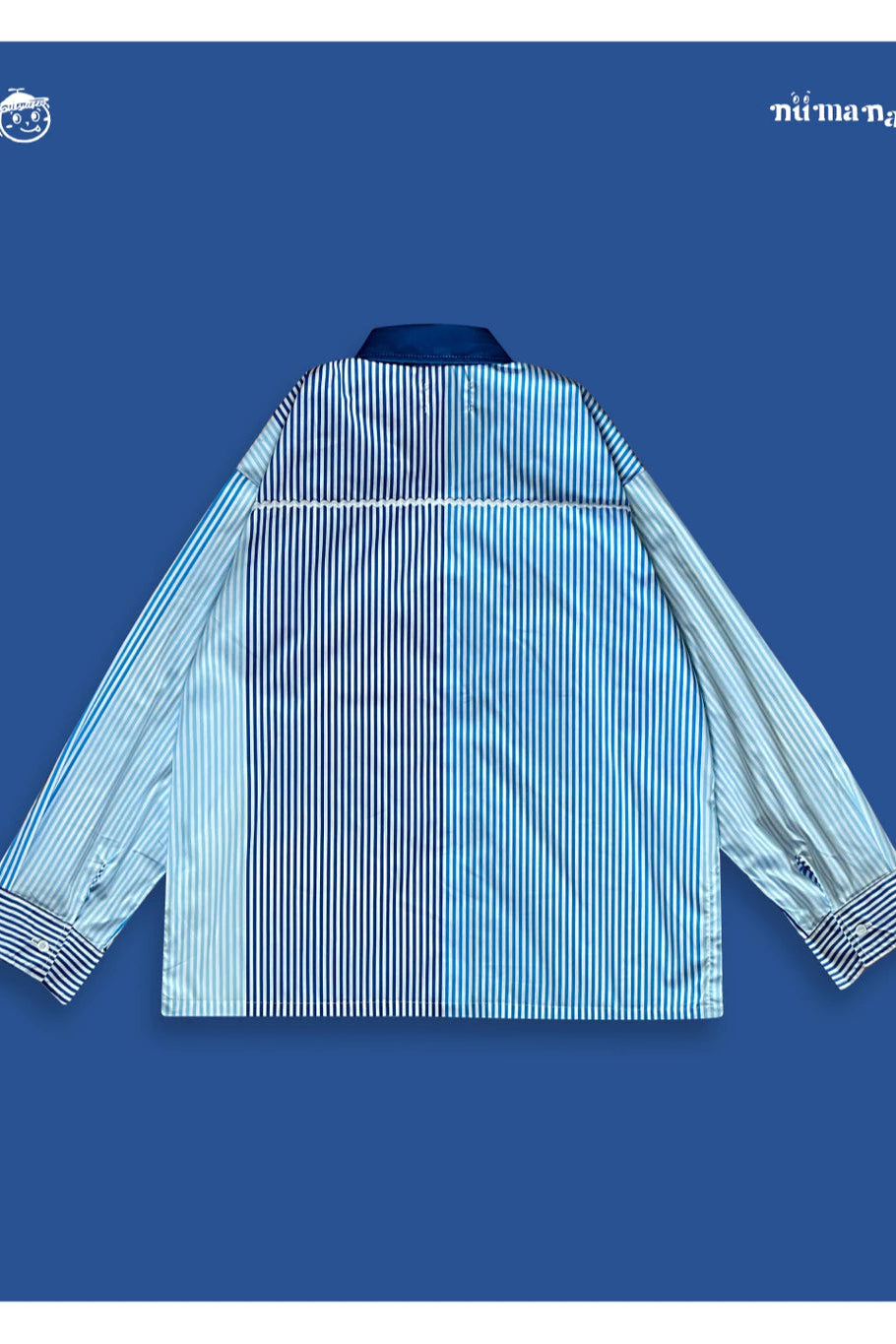 Celeste Ribbon Shirt In Blue Stripes Numana