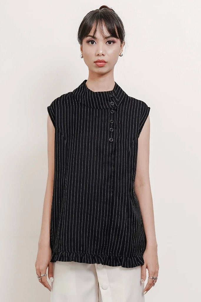 Caela Sleeveless Top Black Stripes - Isoos Studios