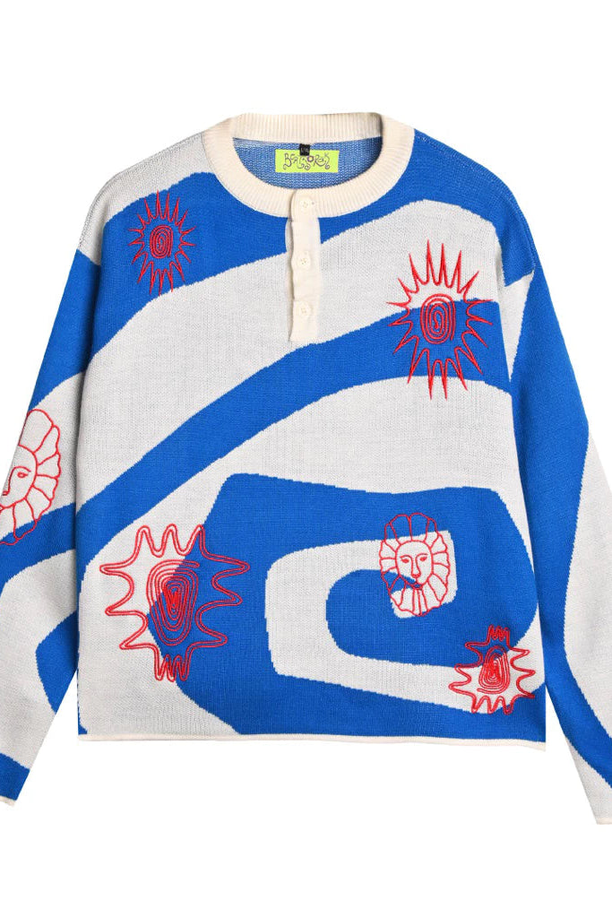 Lazlo Sweater Blue White - Bertjorak