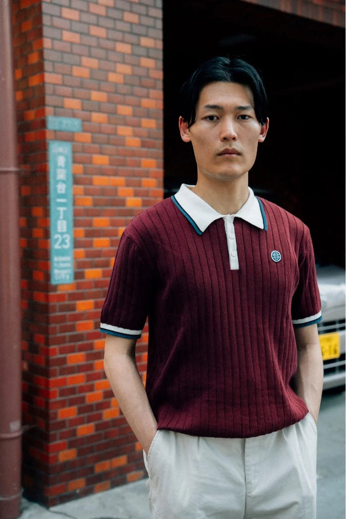 Oxford Society Weston Knit Polo Maroon - Oxford Society