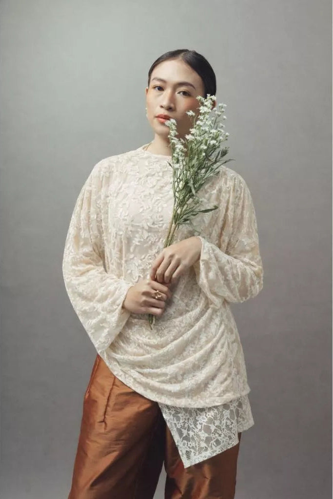 Sora Lace Blouse Porcelain - Wad Studio